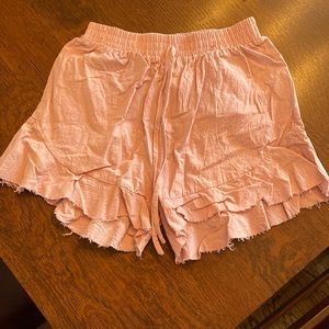 pink ruffle bottom shorts